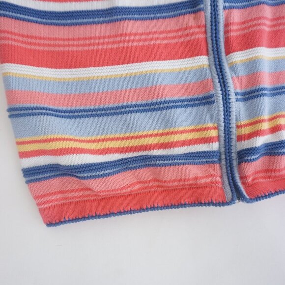 Vintage Tabi Pink Blue Stripes Zip Up Cardigan Sweater L - Picture 8 of 10